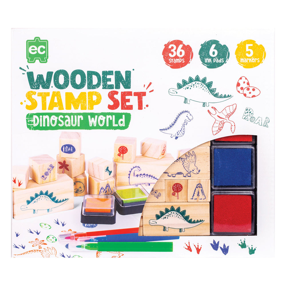 Educational Colours Wooden Dinosaur Stamp Set 47pcs
