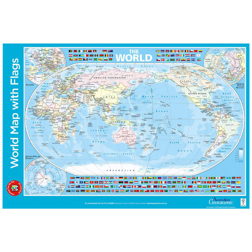 World Map with Flags Poster