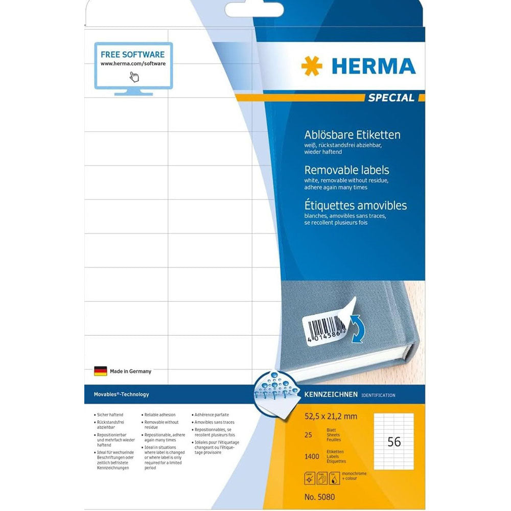 Herma Removable Labels A4 25pc(白)