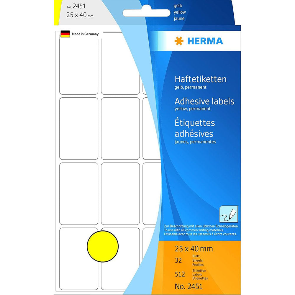 ヘルマ多目的色のラベル(黄色)