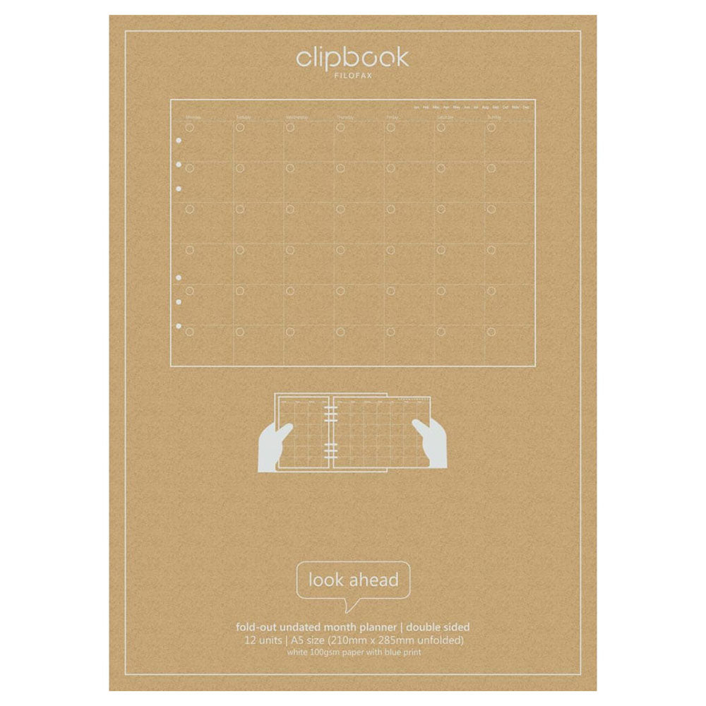 Filofax A5 Month Planner Clipbook Refill