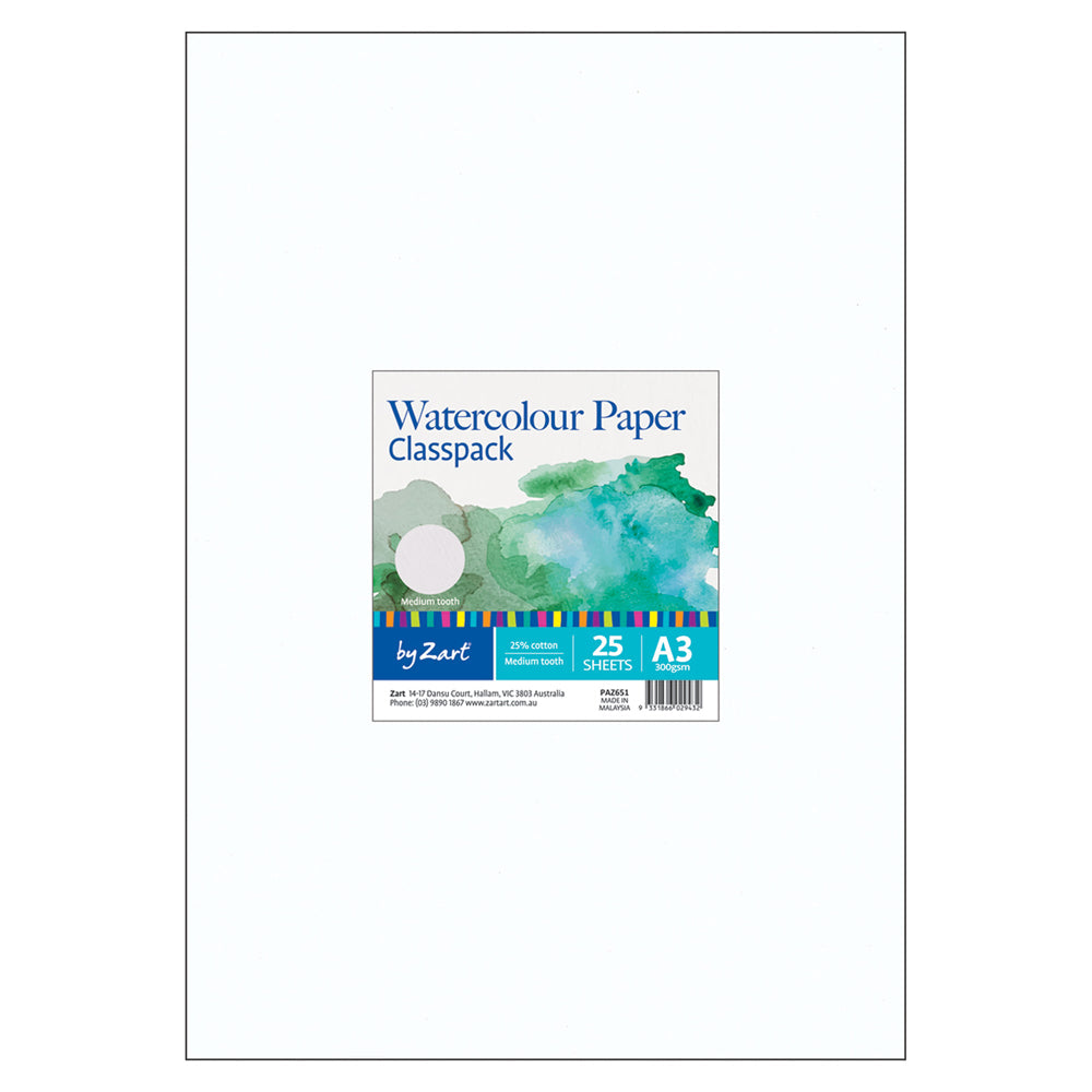 Zart Watercolour Paper Classpack 300gsm A3 25pcs