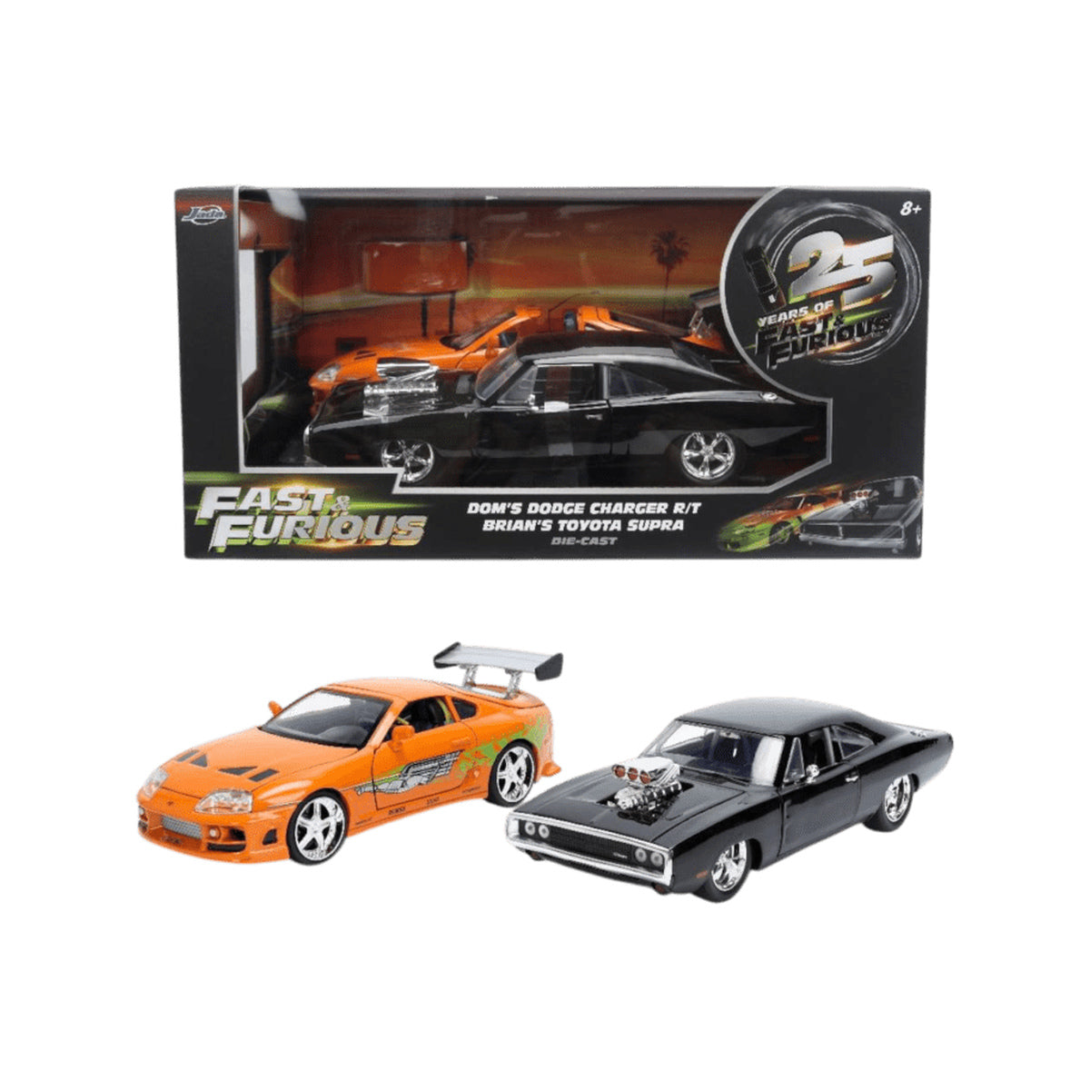 1:24 Dom's 1970 Charger R/T & Brian's 1995 Toyota Supra 2pk