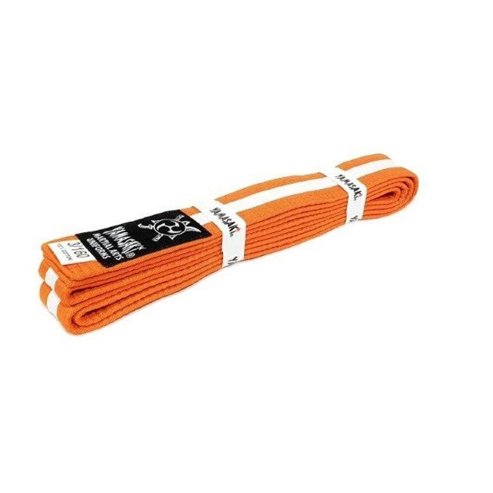 Yamasaki Coloured Martial Arts Belts with White Stripe (Orange)