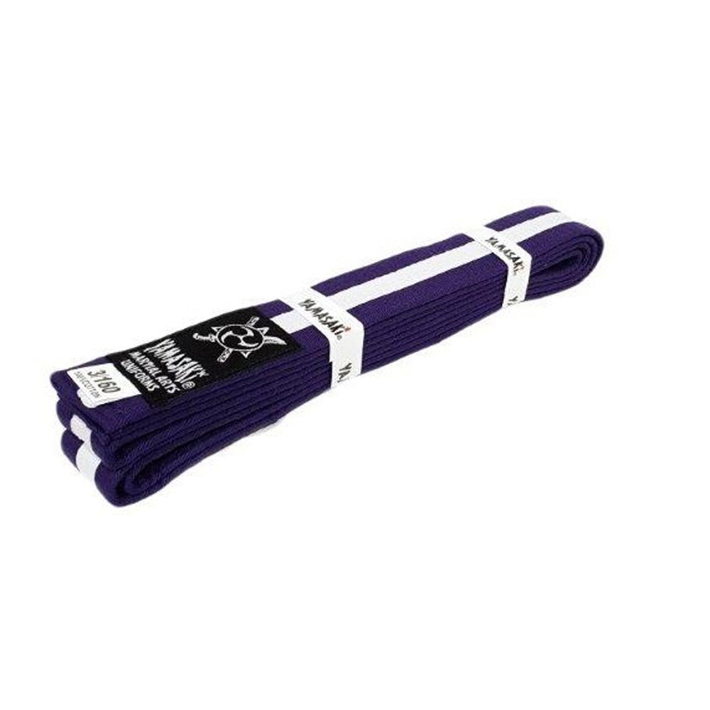 Yamasaki Coloured Martial Arts Belts with White Stripe (Purple)