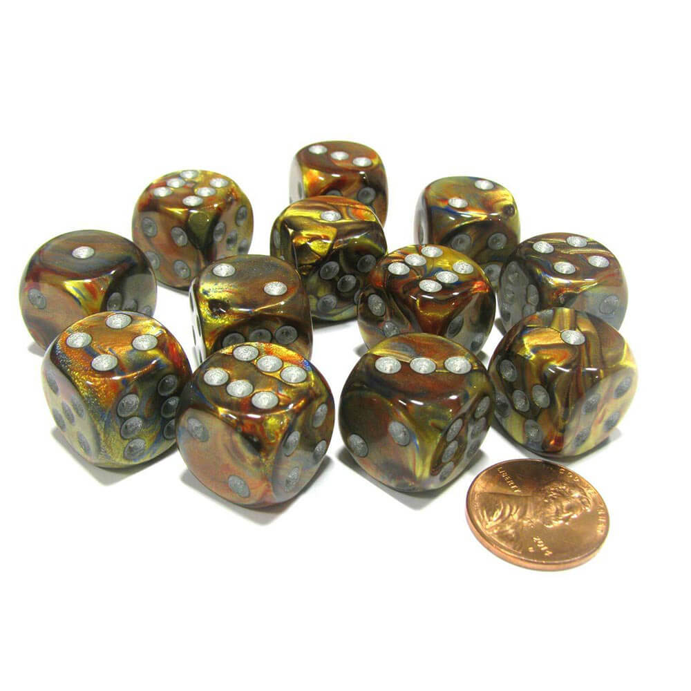 D6 terninger glansert 16mm (12 terninger)
