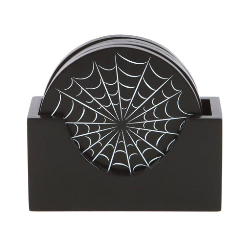 Black Spiderweb MDF Coaster Set