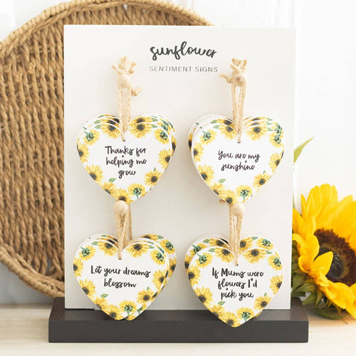 Sunflower Heart Sentiment Signs On MDF (Set of 24)