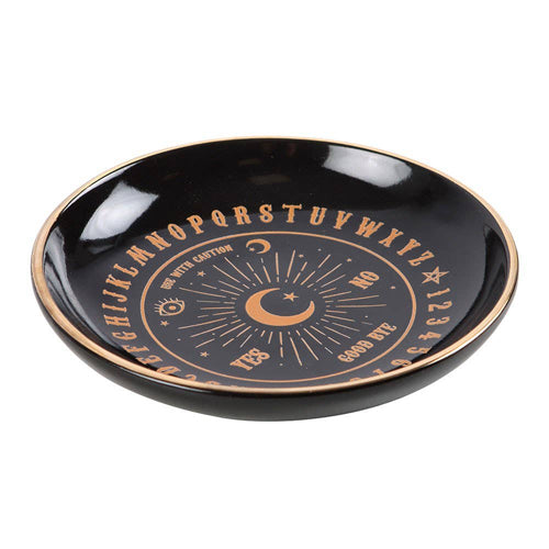 Black and Gold Talking Board Ceramic Trinket Dish