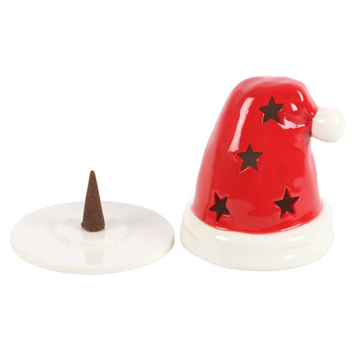 Santa Hat Incense Cone and Tealight Ceramic Burner